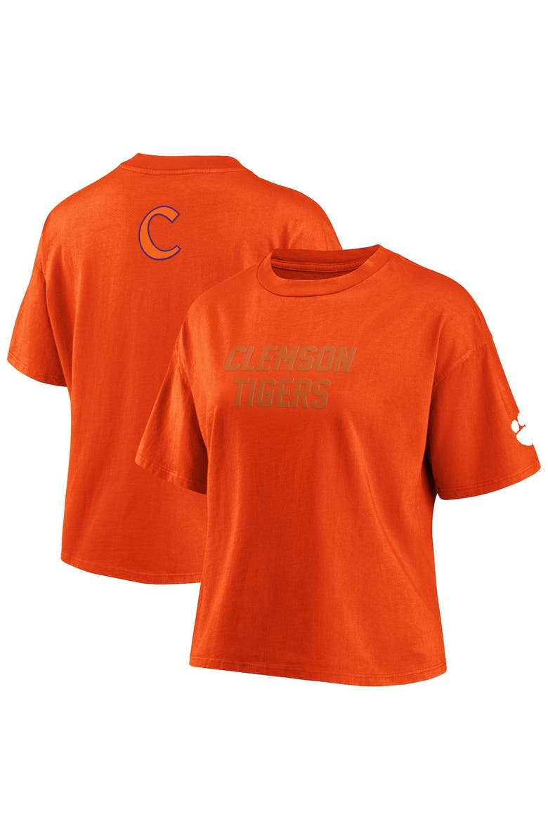 WEAR by Erin Andrews Women's WEAR by Erin Andrews Orange Clemson Tigers Crop T-Shirt, Main, color, 