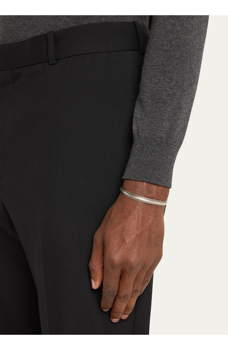 Jan Leslie Sterling Silver Feather Trim Cuff Bracelet, Alternate, color, Silver