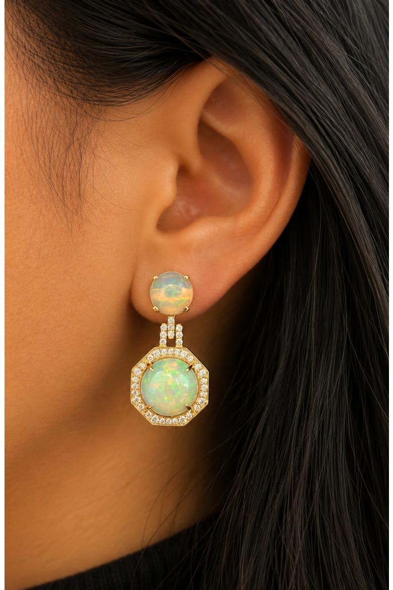 Rock 'n Roll 18k Gold Opal & Diamond Drop Earrings, Alternate, color, 18K YELLOW GOLD/ OPAL