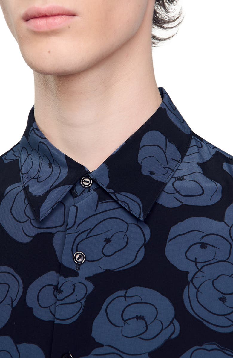 SANDRO Camellia motif shirt, Alternate, color, 