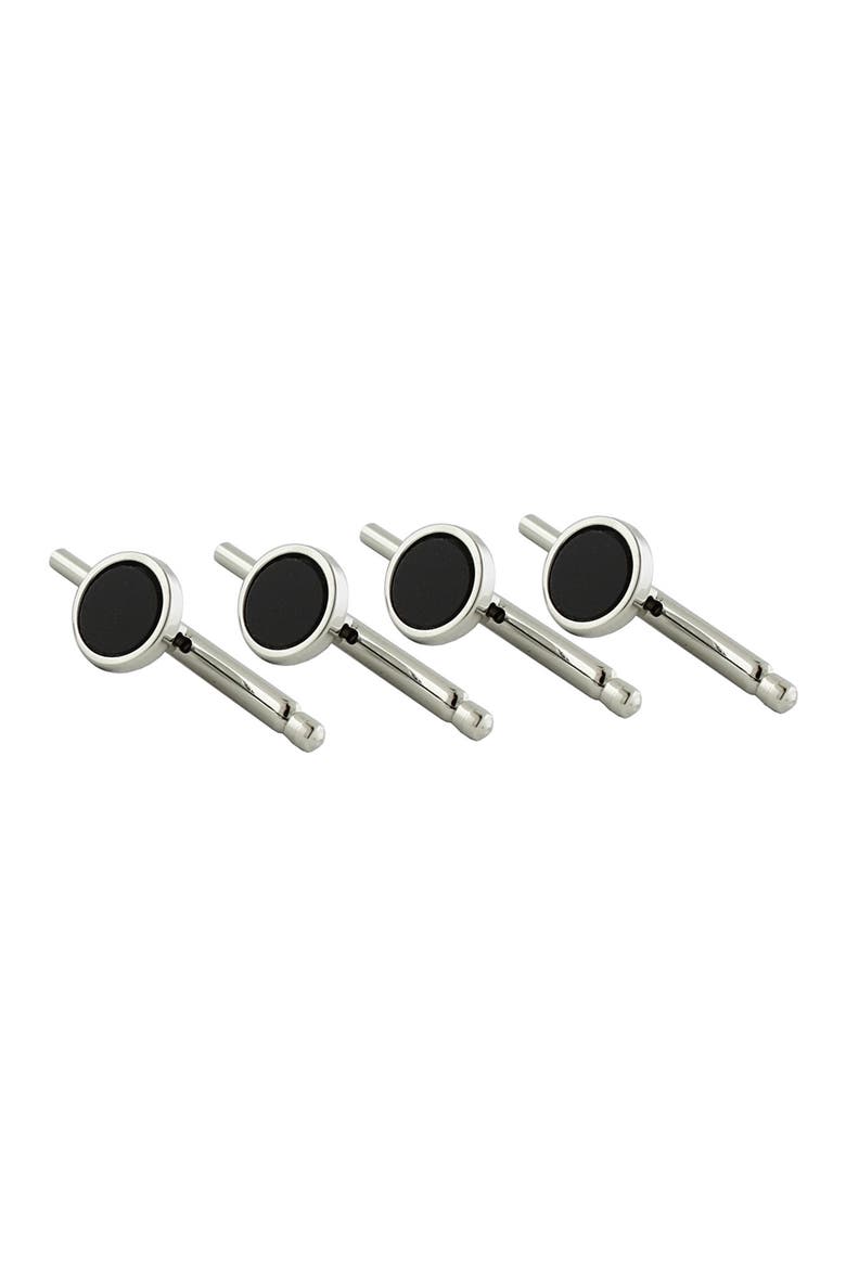 Set of 4 Onyx Studs, Main, color, SILVER