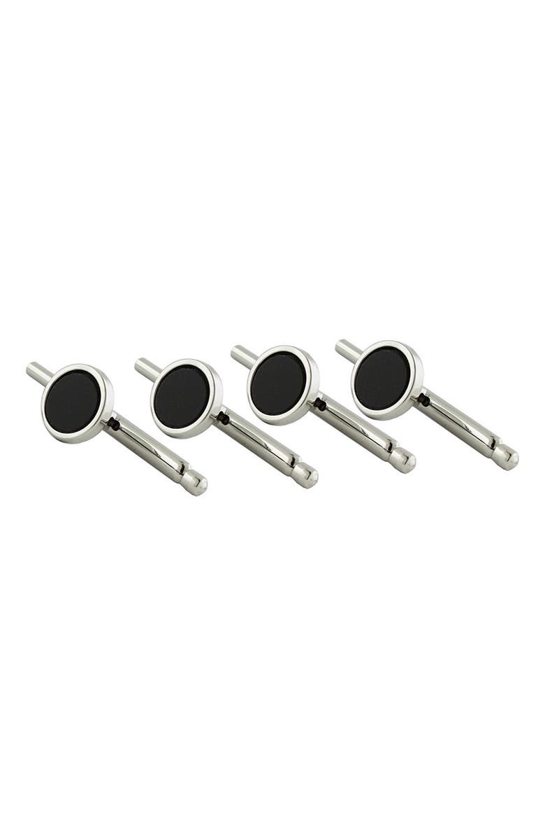 David Donahue Set of 4 Onyx Studs, Main, color, Silver