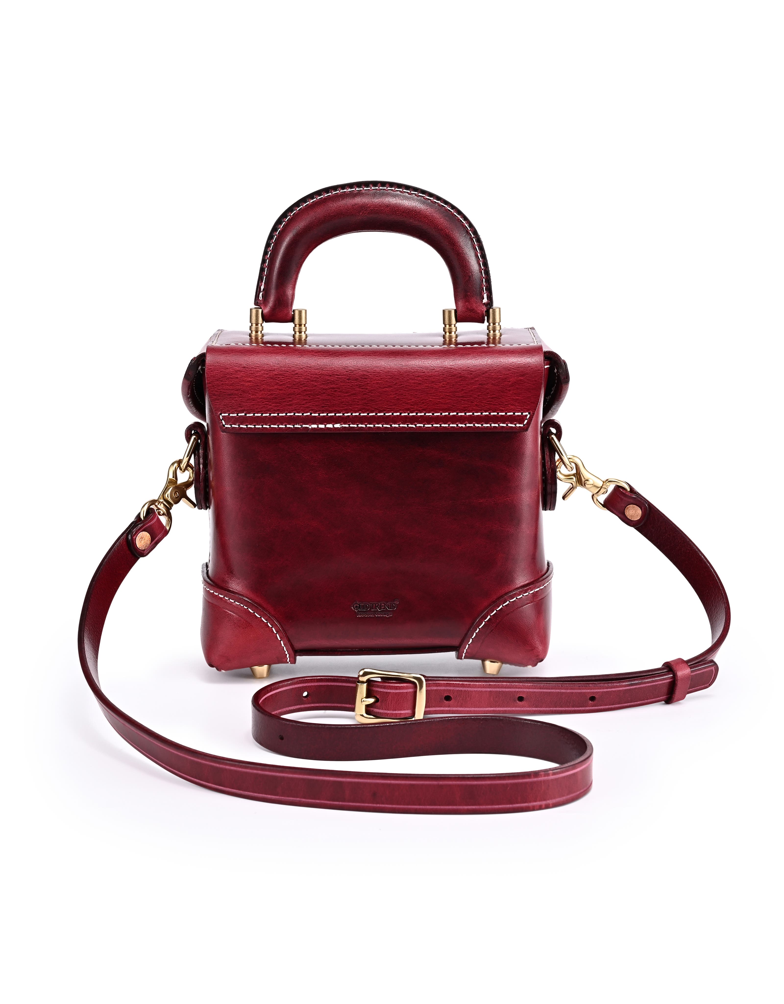 Azalea Genuine Leather Vintage Box Crossbody, Alternate, color, Maroon