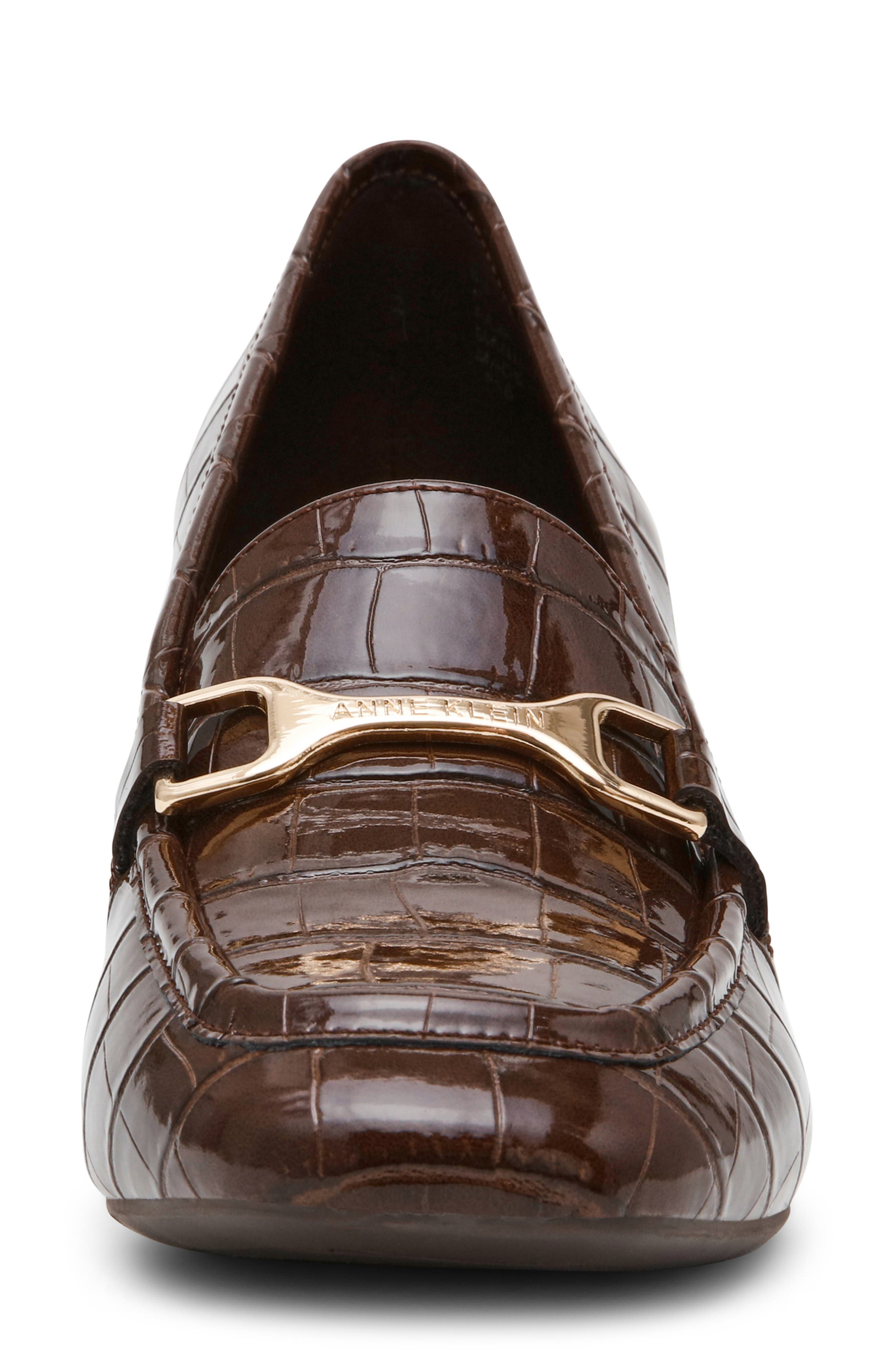 Telia Faux Leather Loafer Pump, Alternate, color, BROWN CROCO PATENT PU