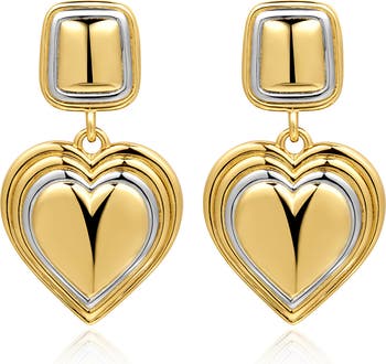 Luv AJ Two-Tone Hear Drop Earrings | Nordstrom