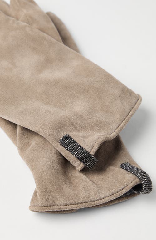 Brunello Cucinelli Suede Gloves In Light Grey