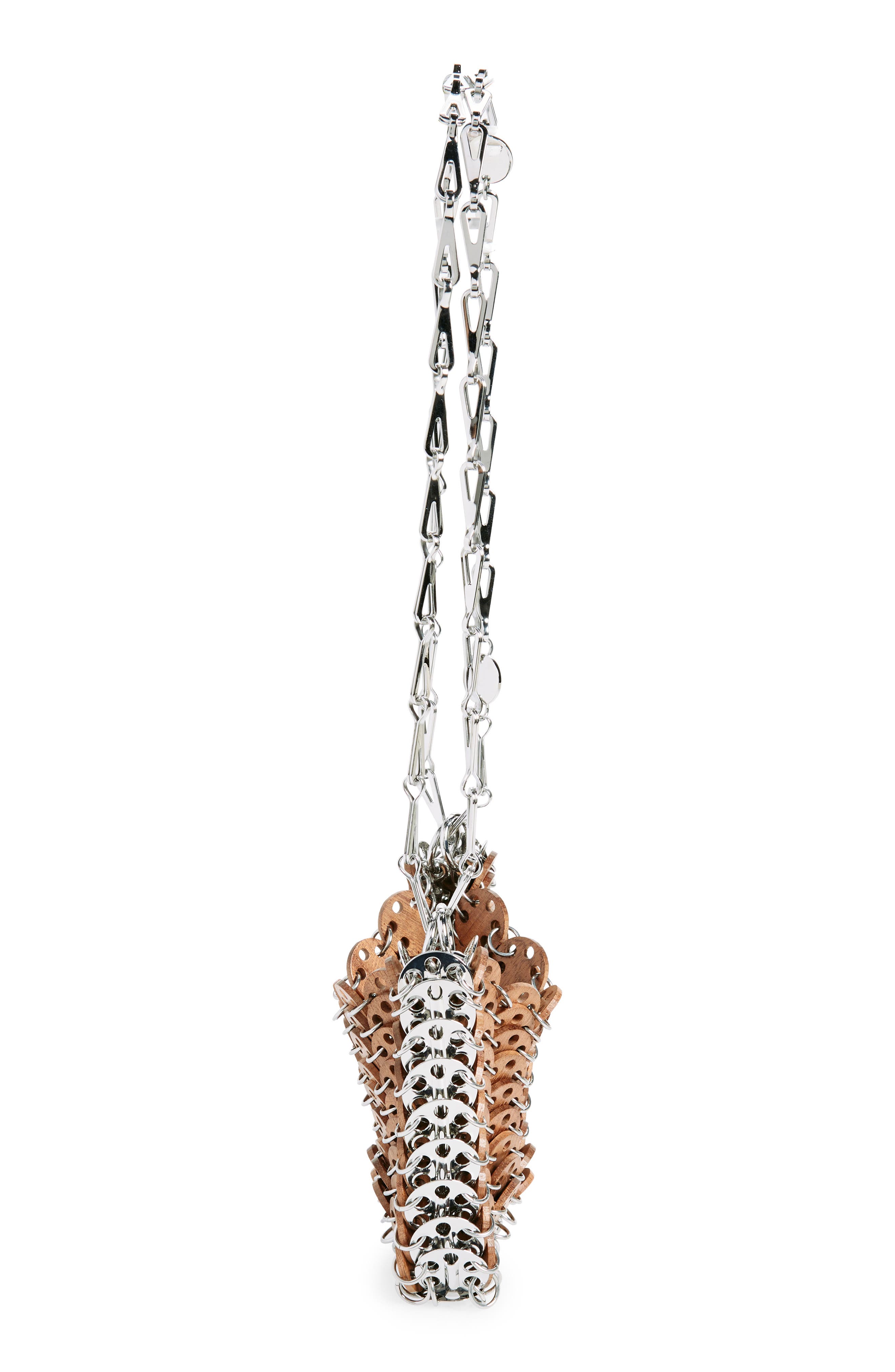 Rabanne 1969 Iconic Wood & Metal Shoulder Bag, Alternate, color, Rust / Silver