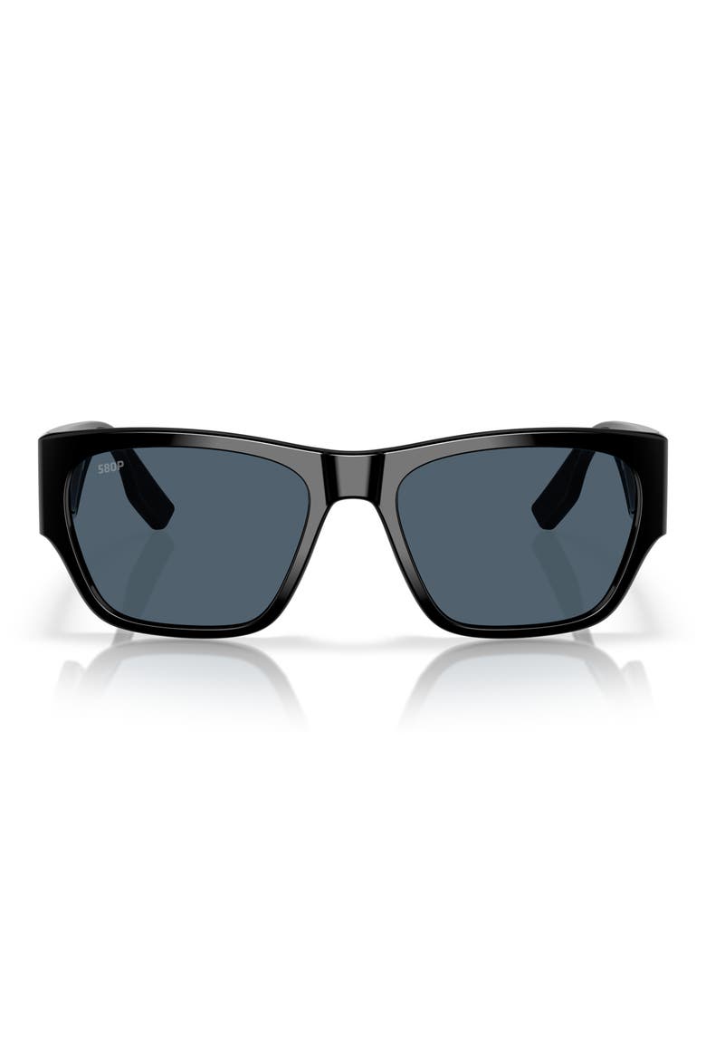 Suenos 57mm Polarized Rectangular Sunglasses, Main, color, BLACK/ GRAY 580P