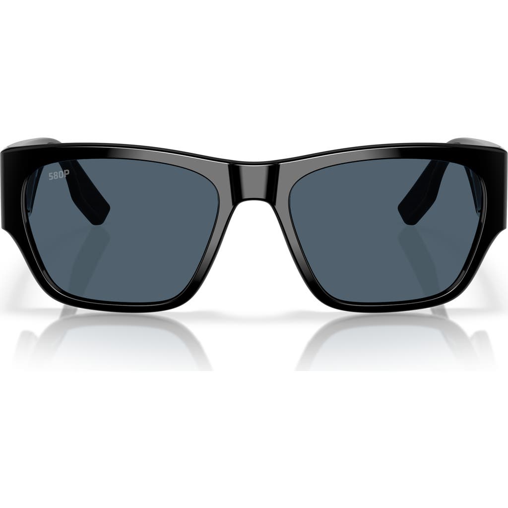 Costa Del Mar Suenos 57mm Polarized Rectangular Sunglasses In Black/gray 580p
