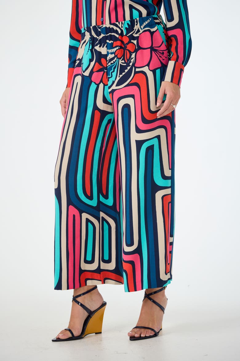 Cubism Printed Cropped Drapey Pant, Alternate, color, Multi