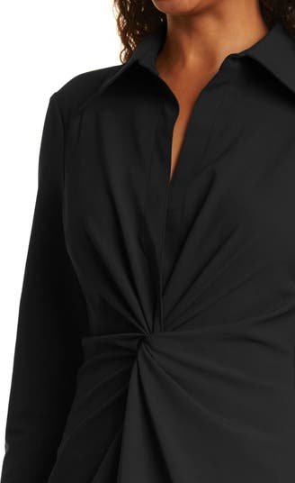 McKenna Front Twist Long Sleeve Mini Shirtdress