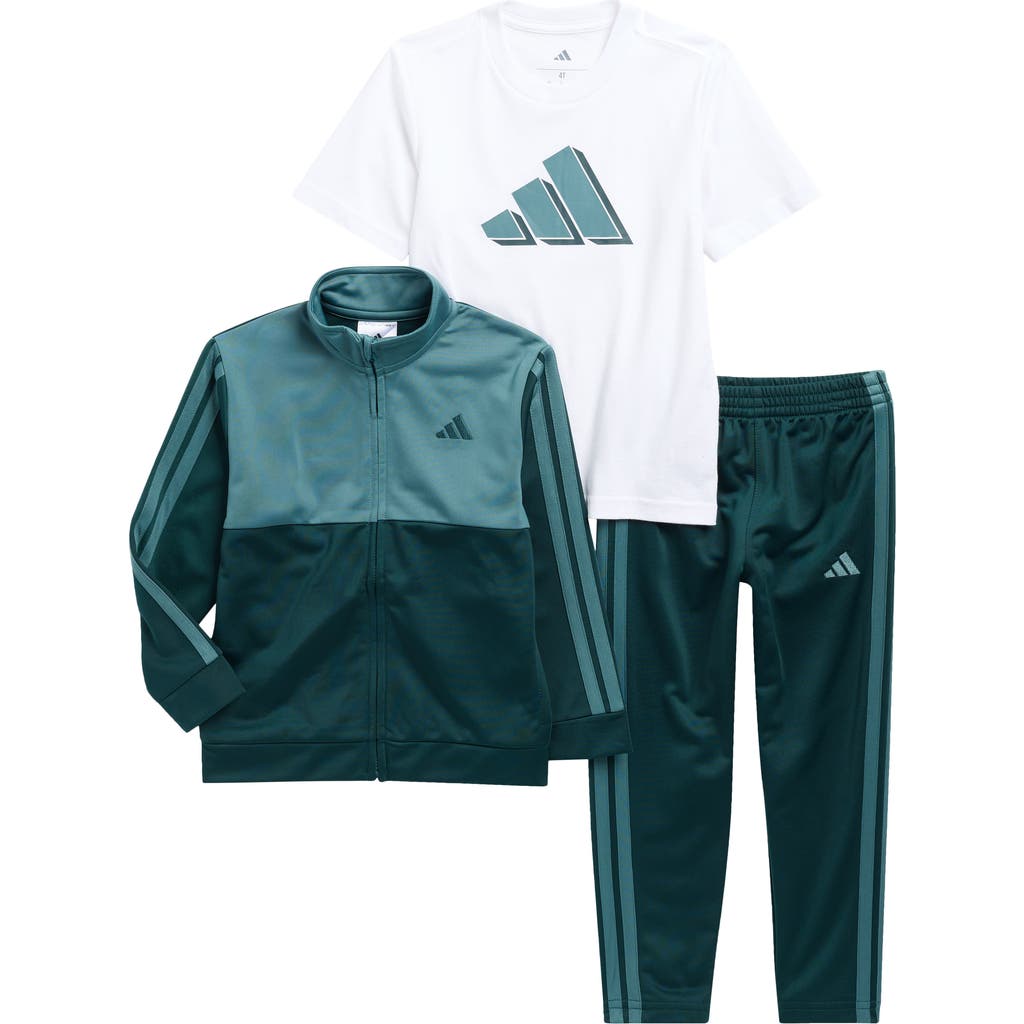 Adidas Originals Adidas Kids' Tricot Track Jacket, Graphic T-shirt & Pants Set In Green