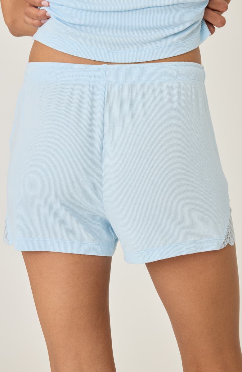 PJ Salvage Lace Trim Rib Shorts, Alternate, color, Blue Haze