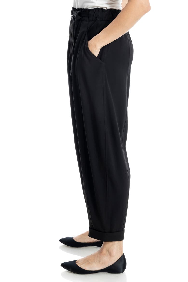 Easy Twill Belted Barrel Pants, Alternate, color, BLACK