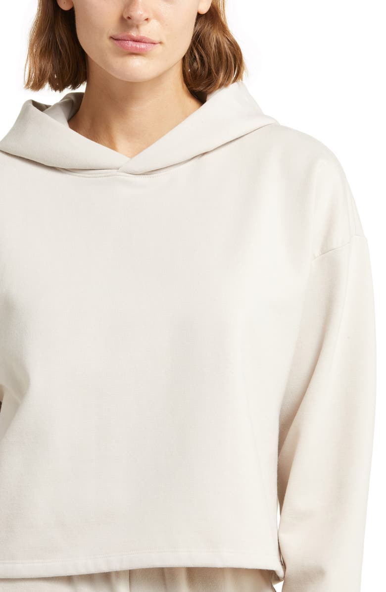 Zella Weekend Boxy Crop Hoodie, Alternate, color, Grey Pebble