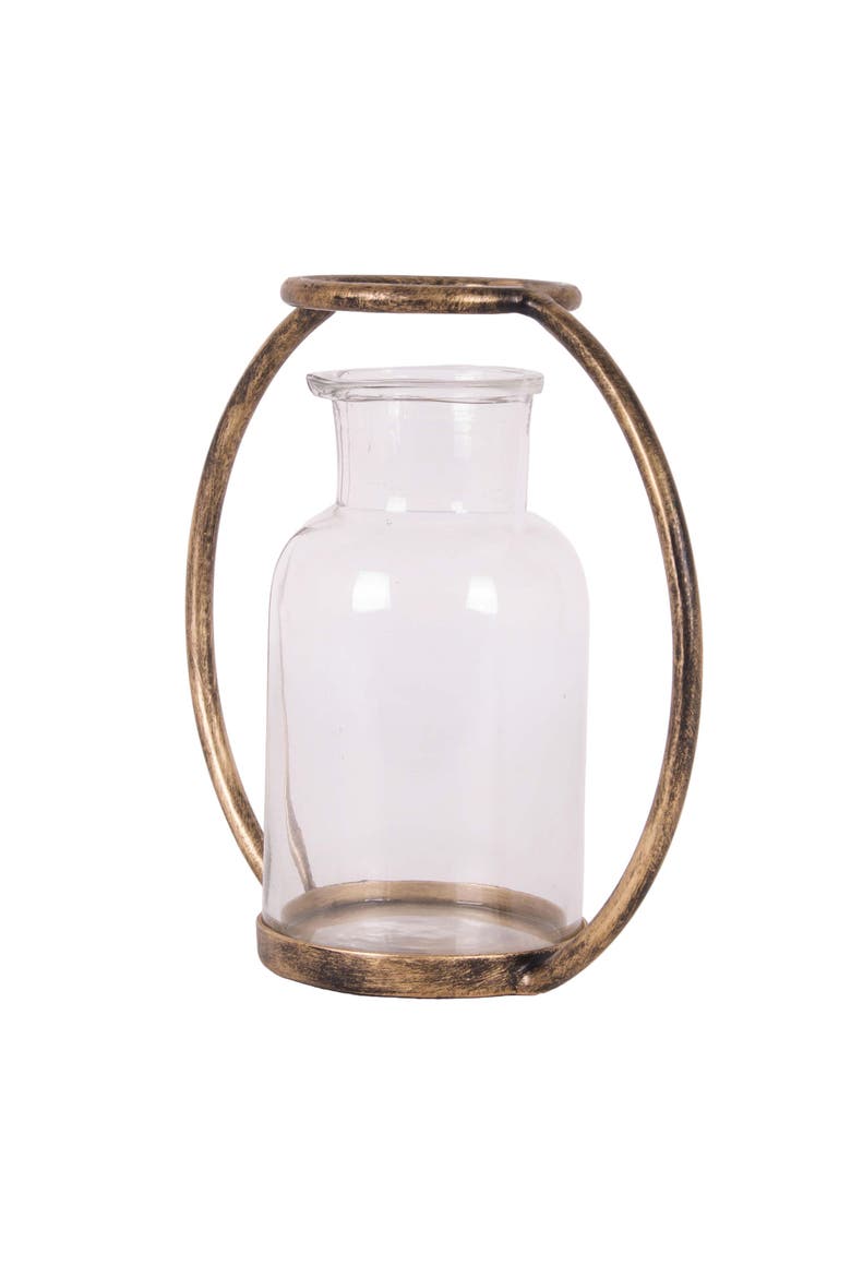 Kacela Bud with Holder Brass Vase, Alternate, color, Gold