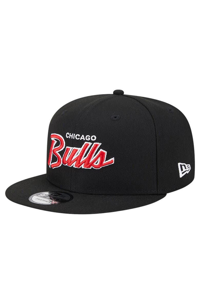 New Era Men's New Era Black Chicago Bulls Evergreen Script Side Patch 9FIFTY Snapback Hat, Alternate, color, 