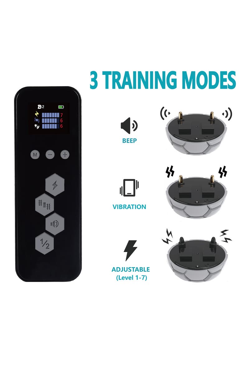 Howless LED 1-to-2 Dog 1,200 Foot Range 7-Level Vibration and Sound Training Dog Collar, Alternate, color, BLACK