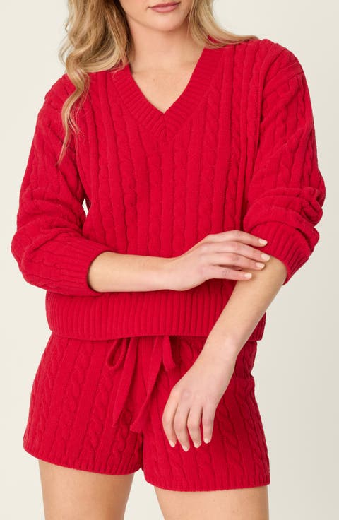 Cozy Chenille Cable Knit Sleep Top
