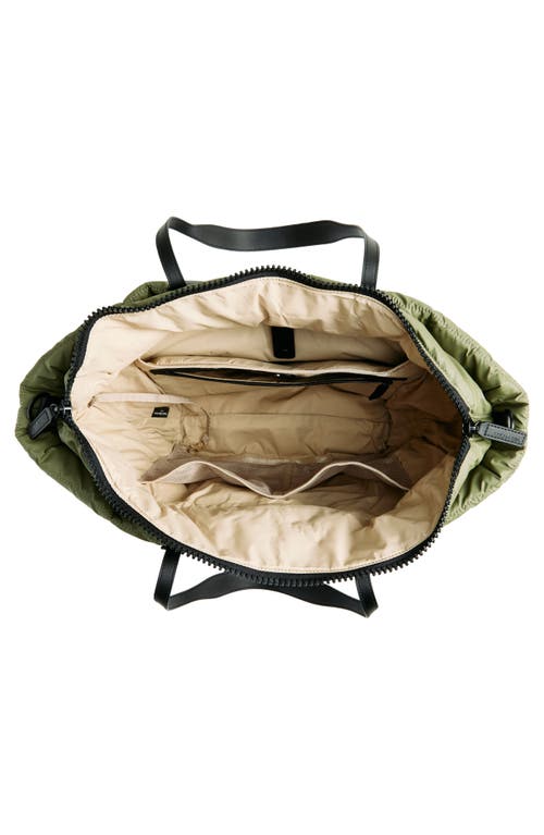 Veecollective Porter Basque Water Resistant Quilted Recycled Nylon Tote In Moss
