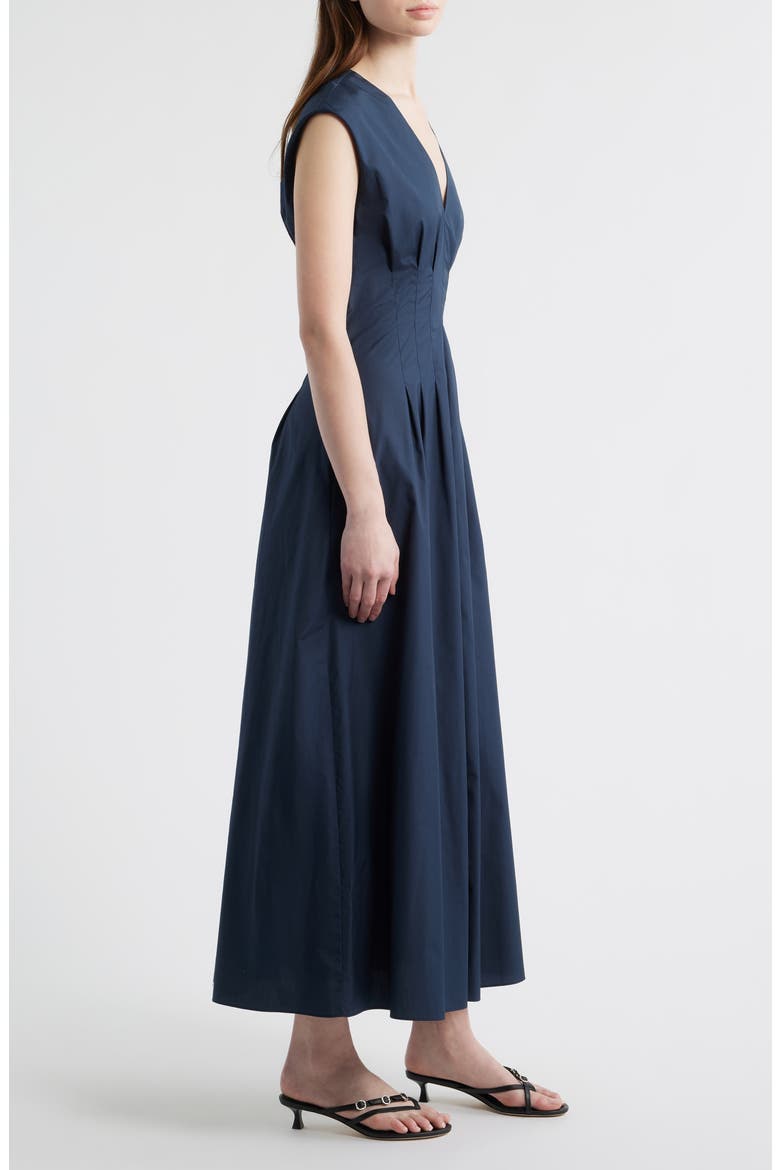 Ines Pleated Poplin Maxi Dress, Alternate, color, SALUTE