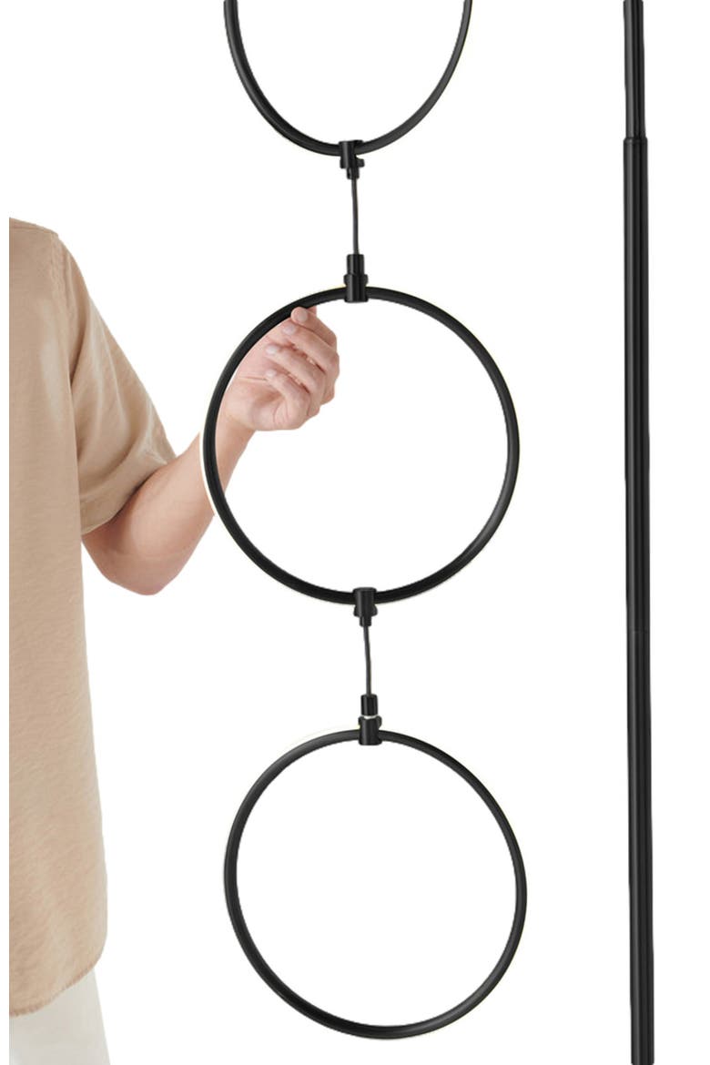 3 Ring Lamp 74" Novelty Halo Integrated LED Floor Lamp with 3-Way Dimming, Alternate, color, Black