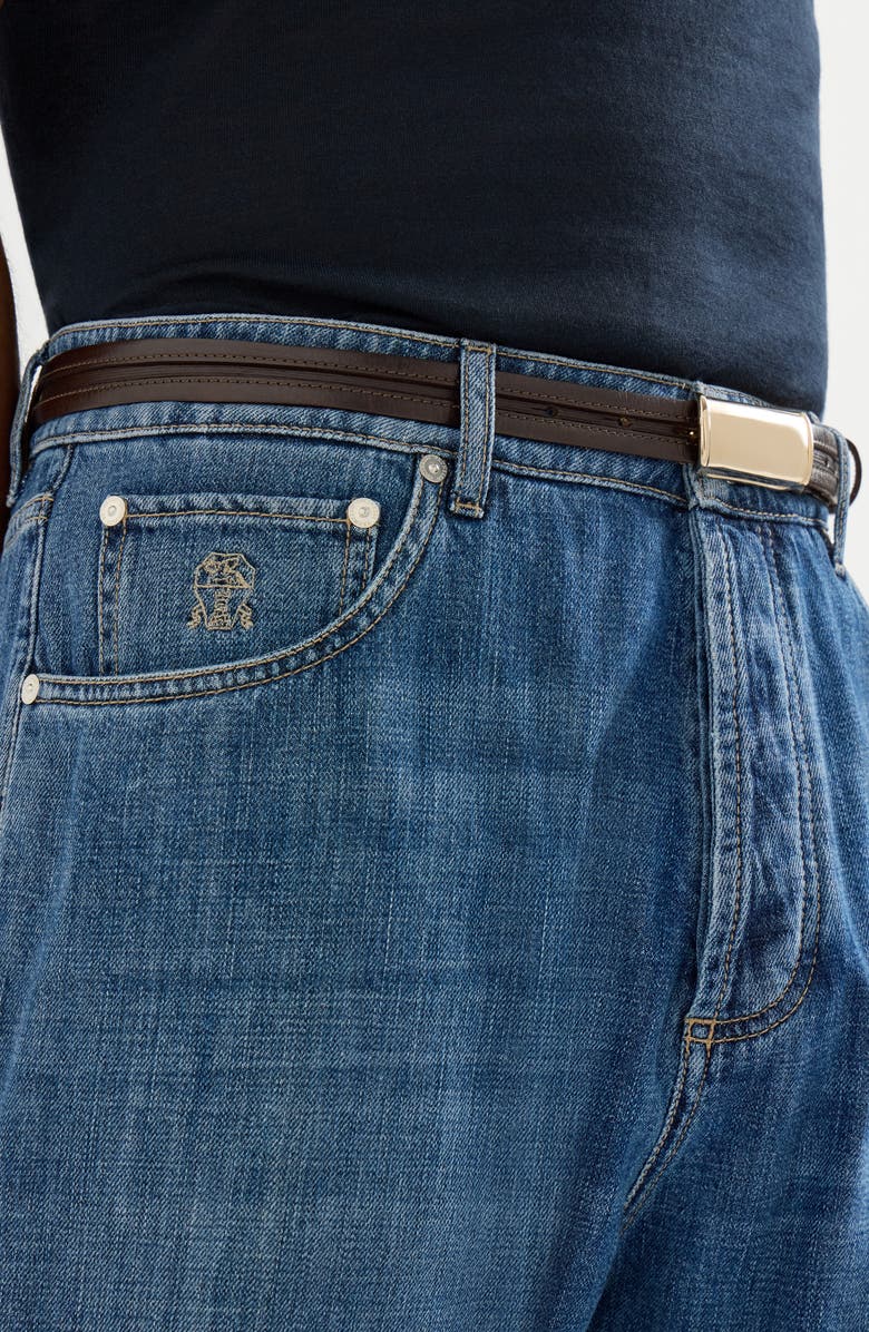 Brunello Cucinelli Lightweight denim five-pocket trousers, Alternate, color, Medium Denim