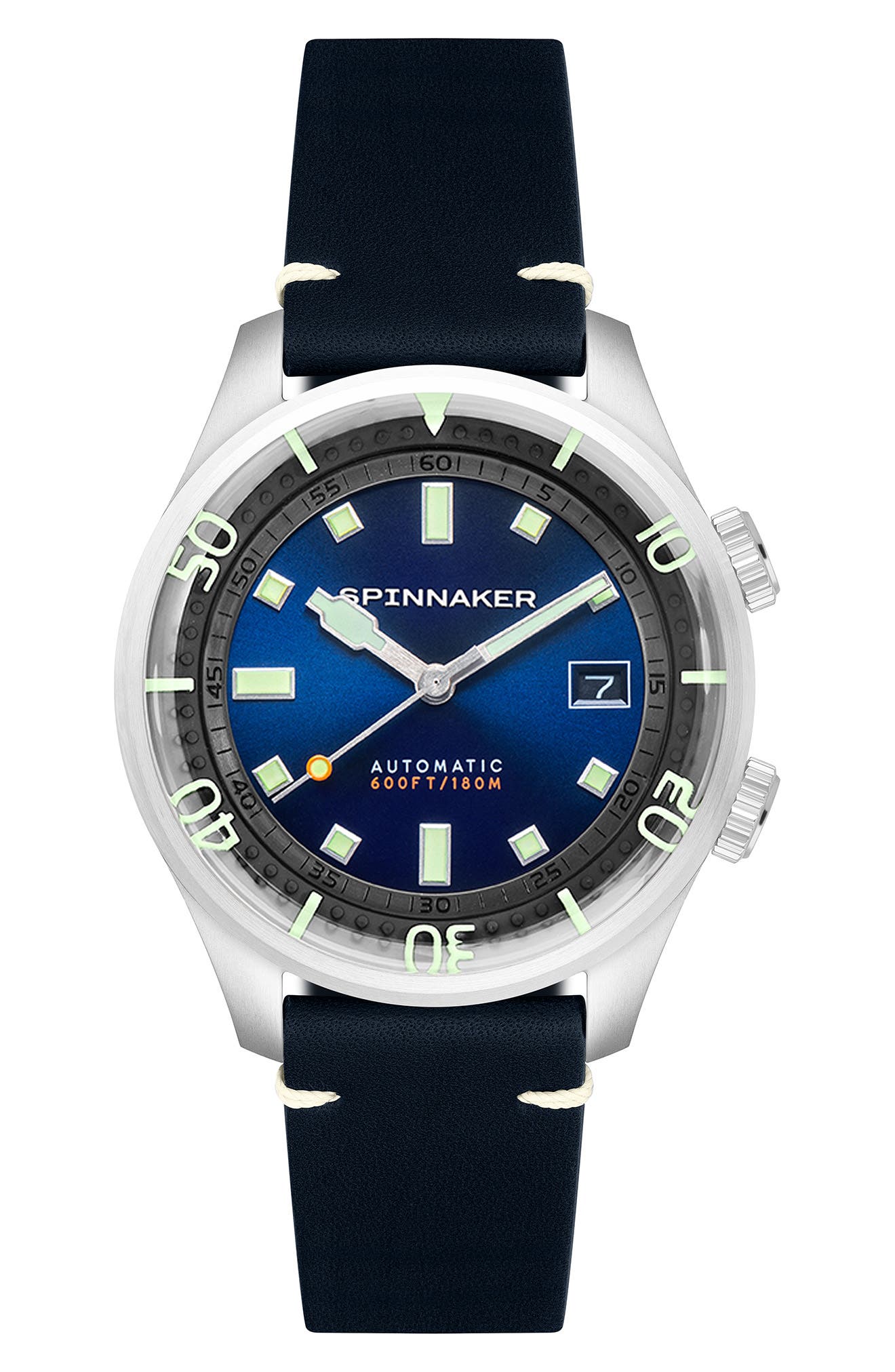 SPINNAKER Bradner Automatic Leather Strap Watch, 42mm in Blue 