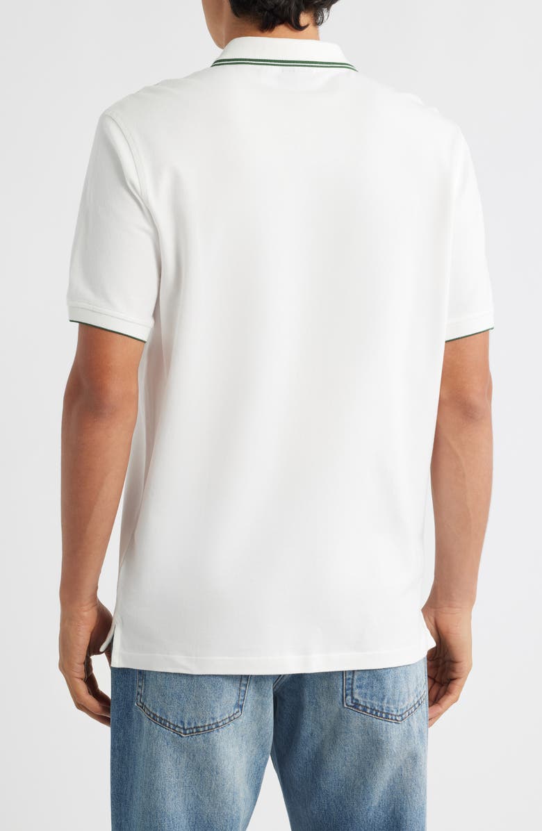 PS Paul Smith Regular Fit Tipped Zebra Embroidered Stretch Organic Cotton Polo, Alternate, color, Off White