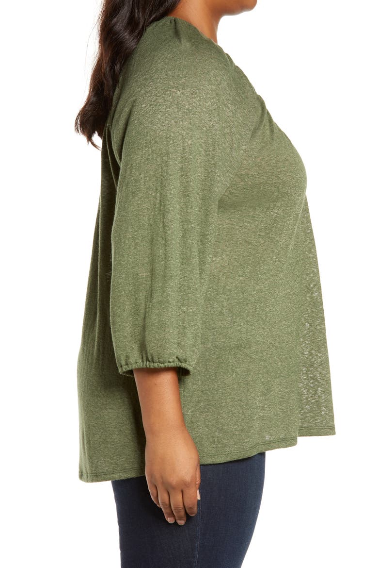 Caty V-Neck Balloon Sleeve Top, Alternate, color, OLIVE