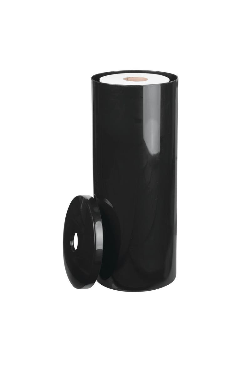 Freestanding Toilet Paper Canister with Lid for 3 Extra Rolls, Black, Made in USA, Alternate, color, Black
