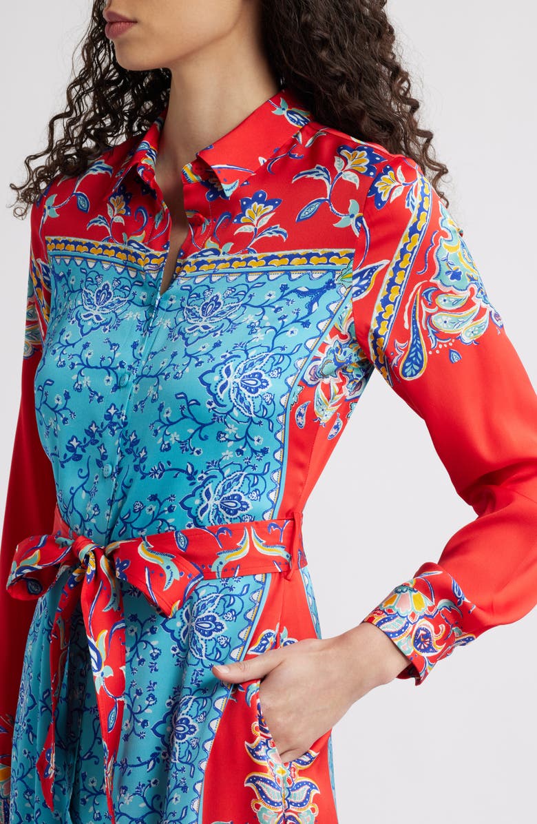 Elie Tahari The Paulina Isle of Capri Print Long Sleeve Shirtdress, Alternate, color, Isle Of Capri Print