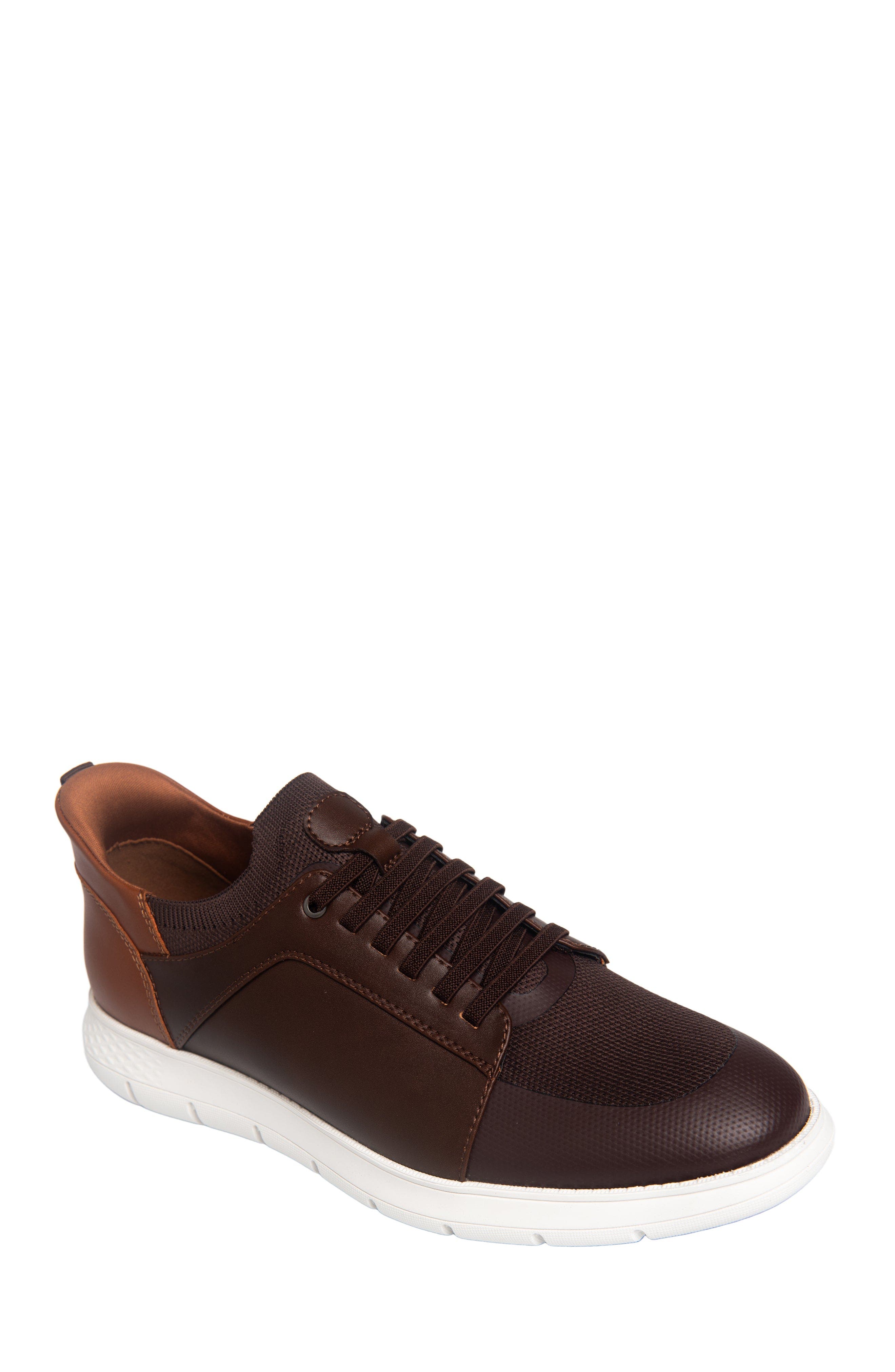 Newbury Street Hands Free Technology Lightweight Leather Sneaker, Main, color, Brown Napa Leather