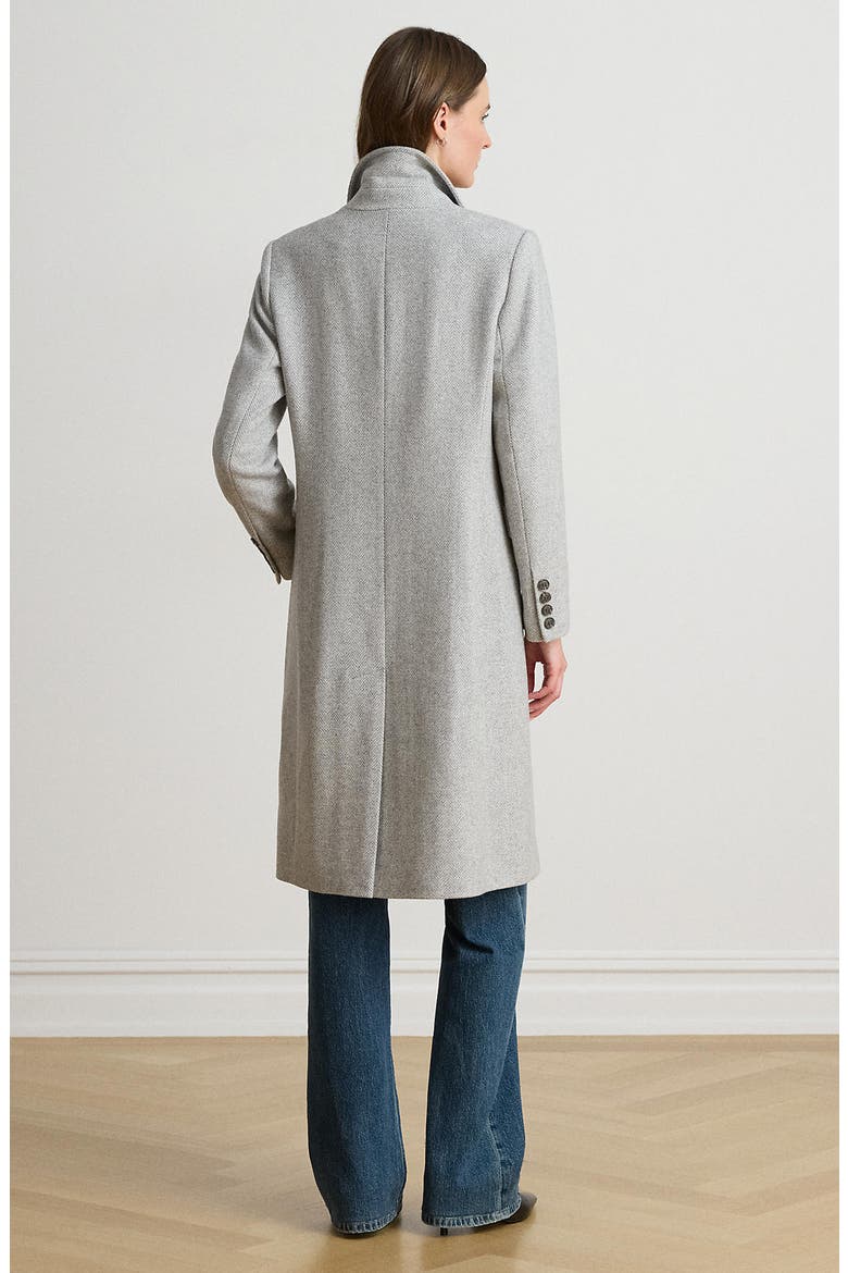 Double Breasted Wool Blend Coat, Alternate, color, CREAM/ GREY HERRINGBONE