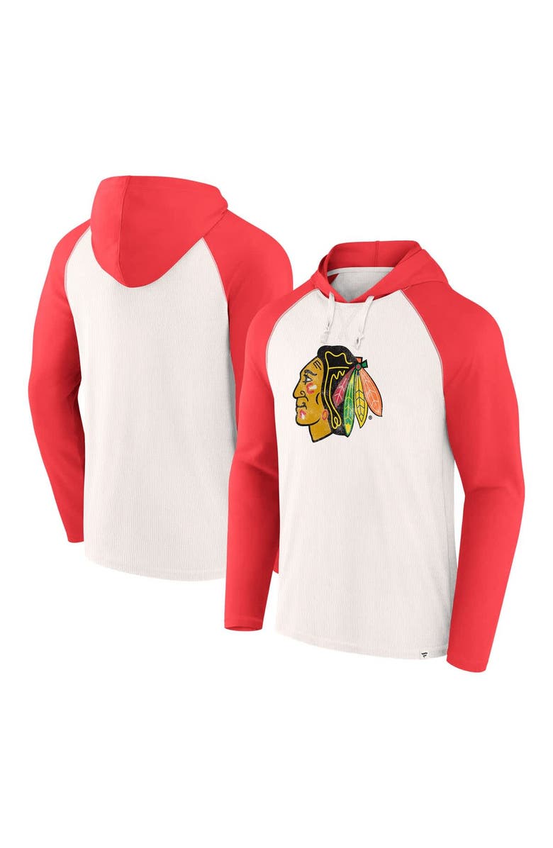 FANATICS Men's Fanatics White Chicago Blackhawks Winger Raglan Pullover Hoodie, Main, color, 