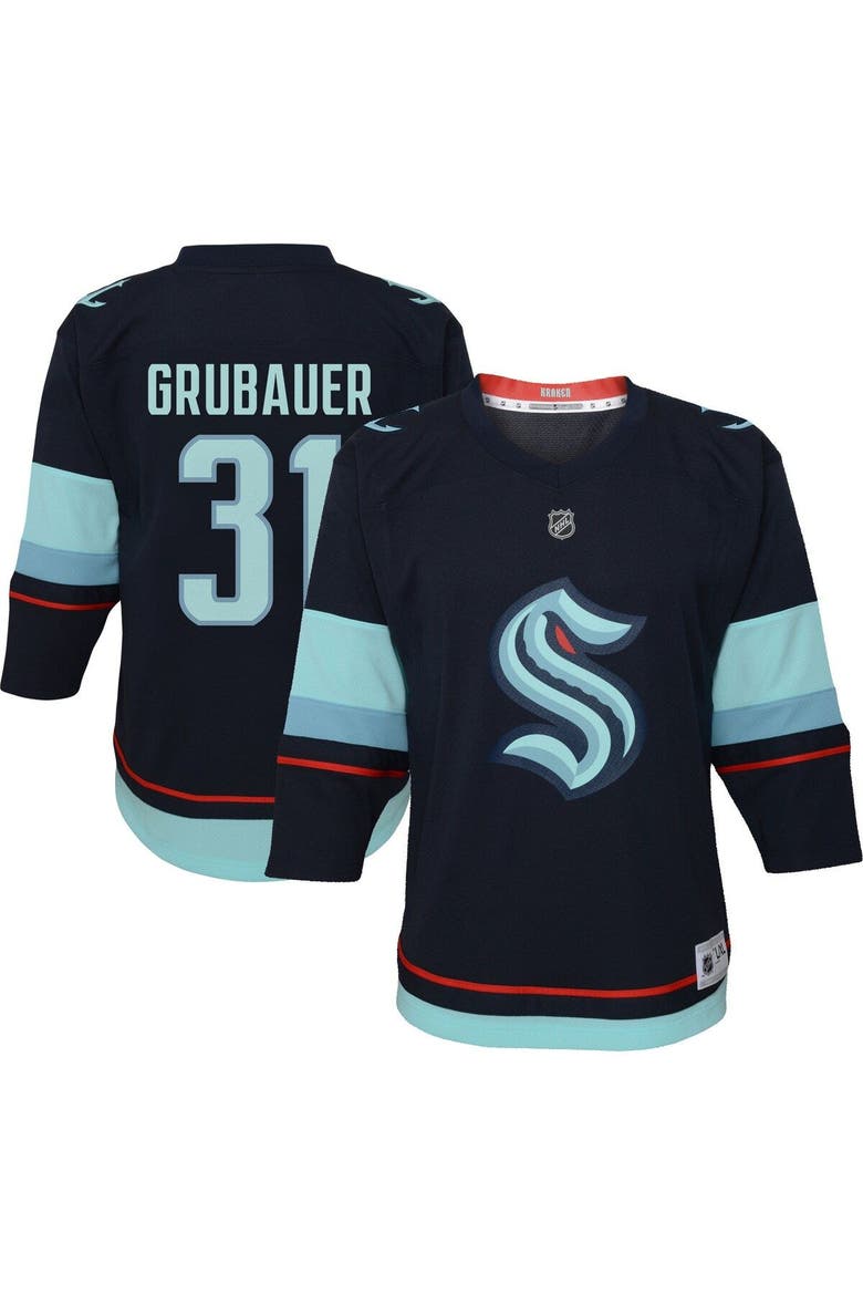 Infant Philipp Grubauer Deep Sea Blue Seattle Kraken Home Replica Player Jersey, Main, color, Blue