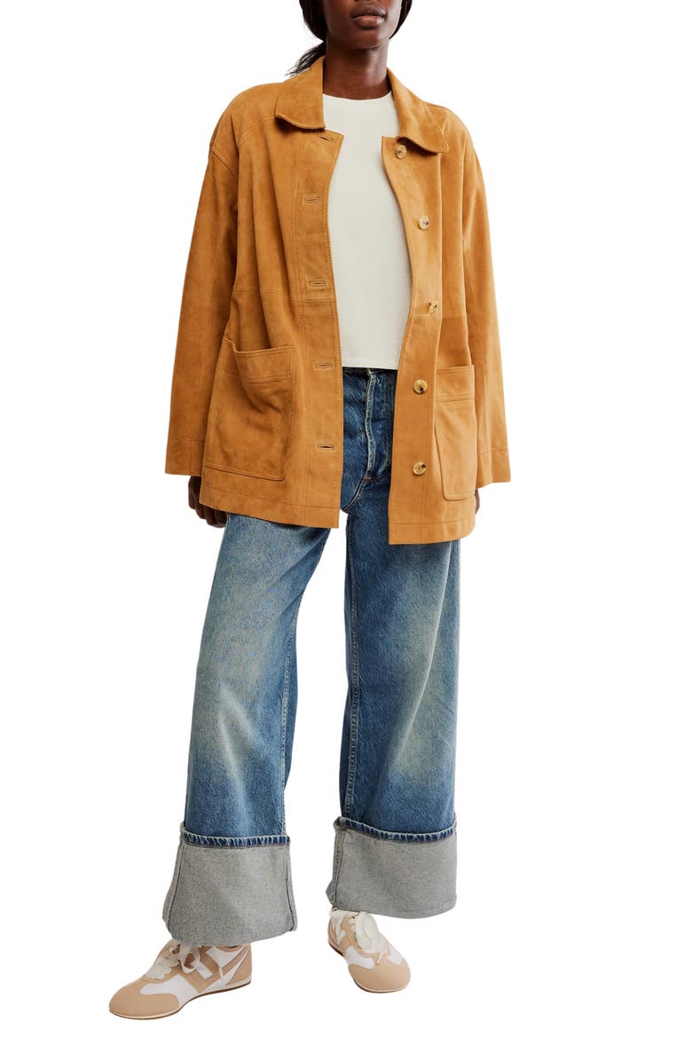 Annalise Suede Jacket, Alternate, color, CHESTNUT