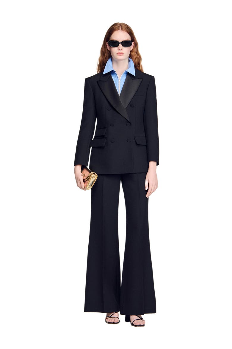 Tuxedo jacket with satin collar, Alternate, color, Black