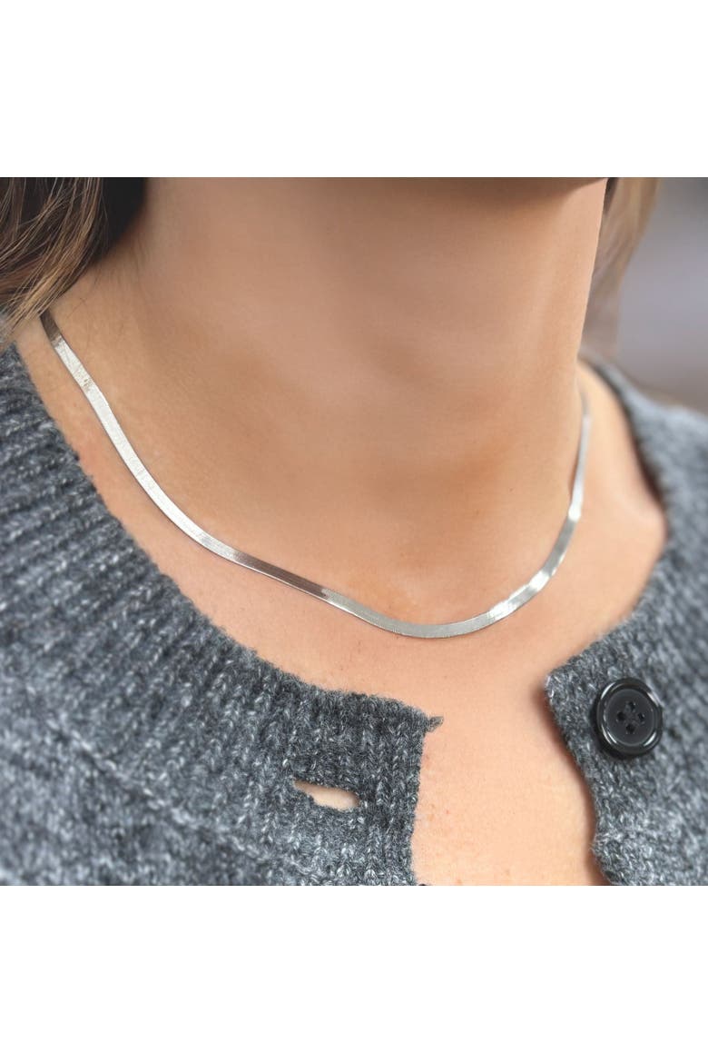 Mini Herringbone Necklace, Alternate, color, White Gold