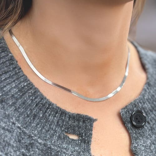 The Lovery Fine Jewelry Mini Herringbone Necklace In Metallic