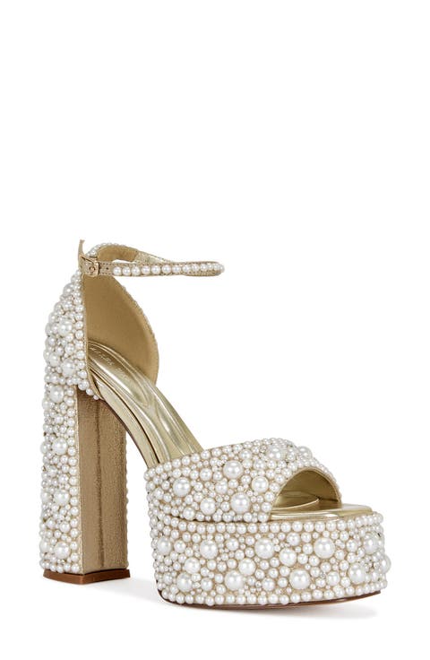 サンダル・ミュール Devine High Heel Beaded Ankle Dress Sandals Women's Beaded Ultra High Heel Sandals | Nordstrom