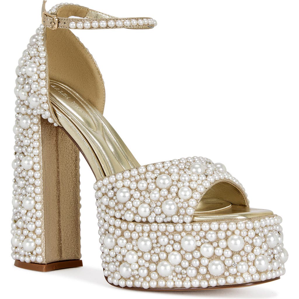 Azalea Wang Elenaor Beaded Platform Sandal In Multi