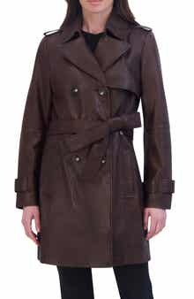 Tahari Natalie Leather Trench Coat