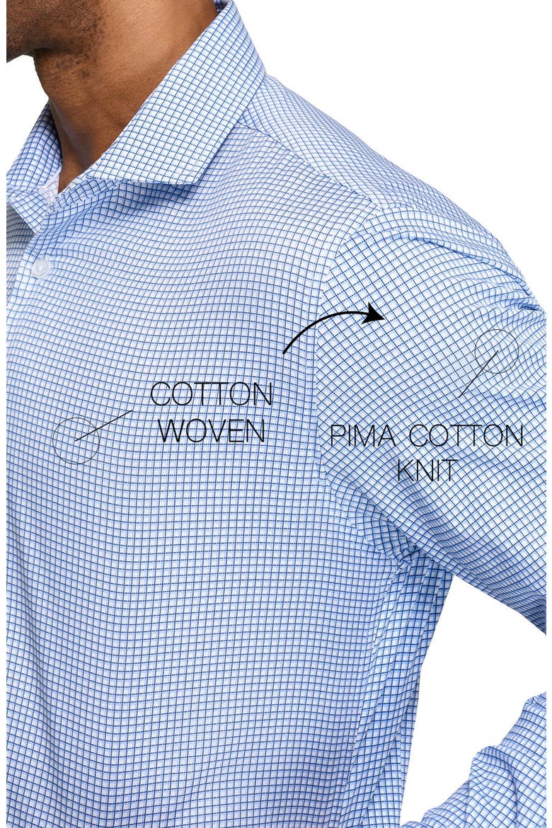 Check Reworked Cotton Dress Shirt, Alternate, color, WHITE/ BLUE