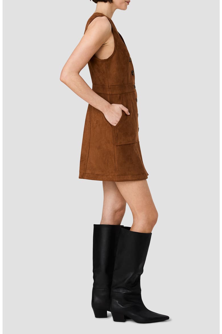 Laney Faux Suede Sleeveless Patch Pocket Minidress, Alternate, color, TAN