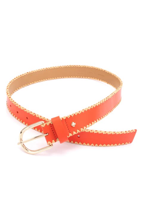 straw edge leather belt