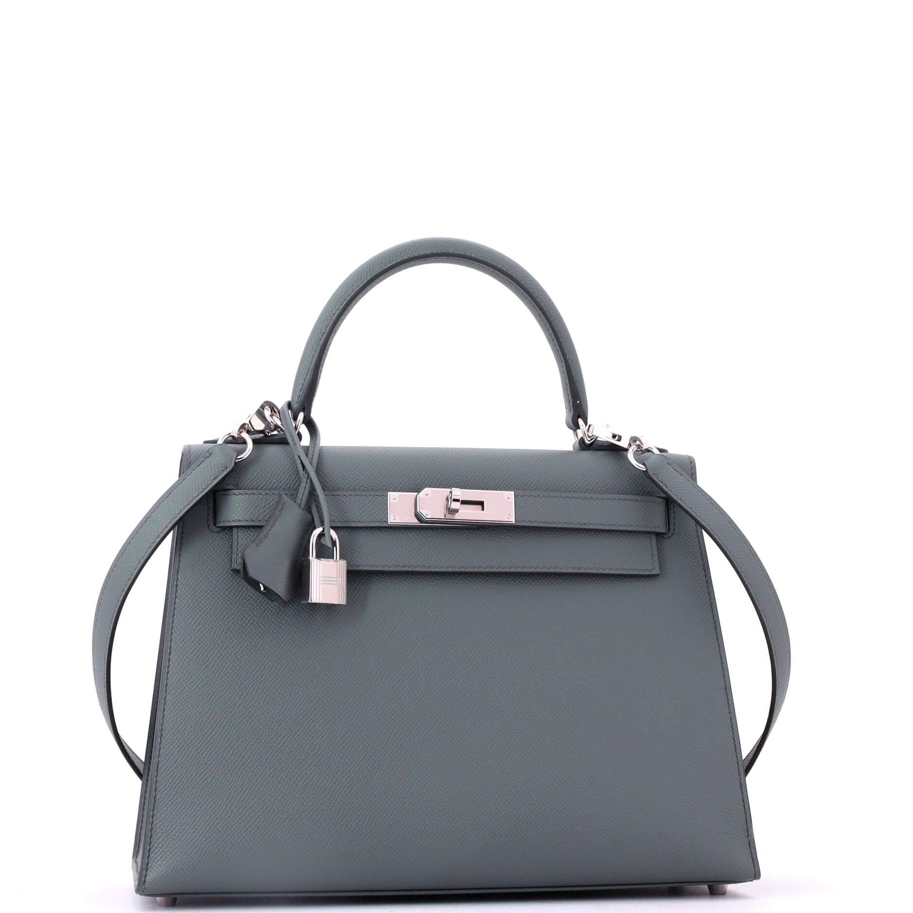 Pre-Owned Hermes Kelly Handbag Green Epsom with Palladium Hardware 28, Alternate, color, Vert Amande