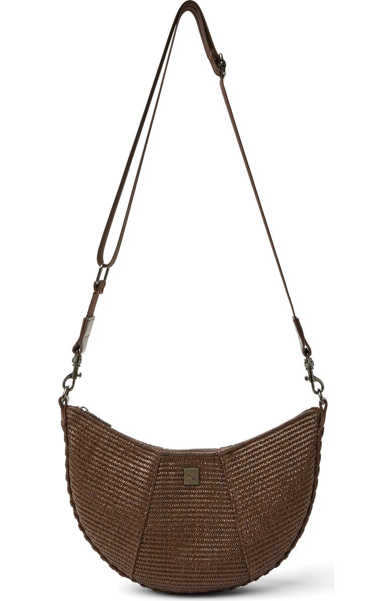 THINK ROYLN Flirt Raffia Shoulder Bag, Main, color, Espresso Raffia And Luxe