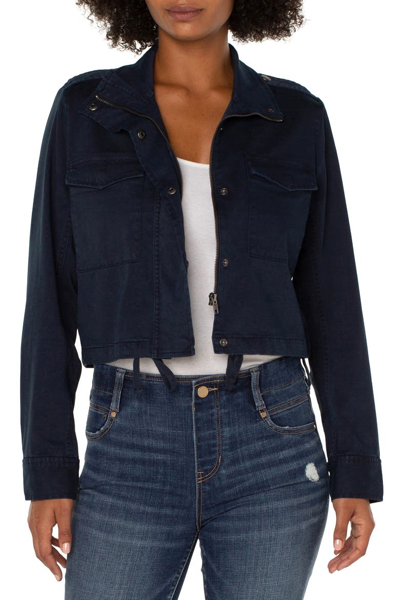 Crop Stretch Twill Utility Jacket, Main, color, FEDERAL NAVY