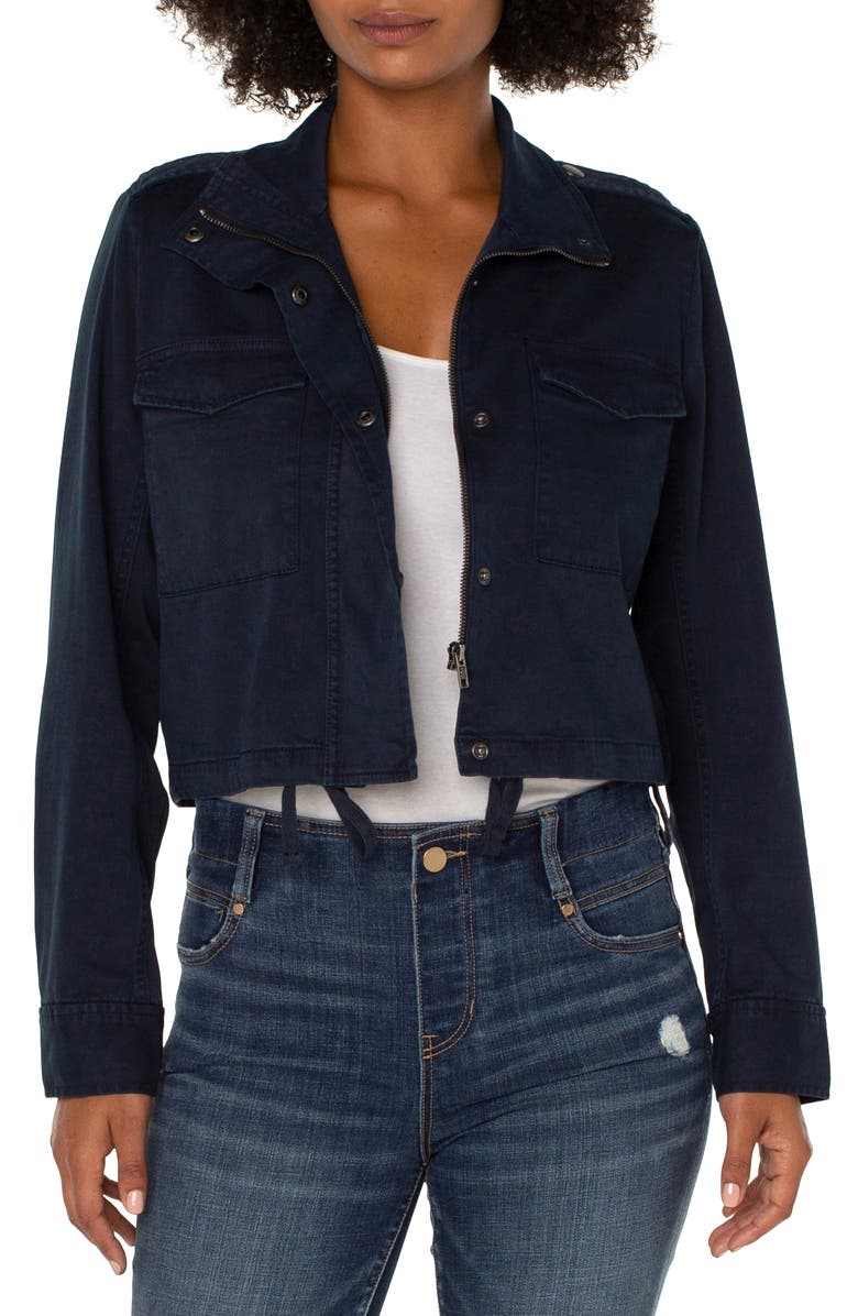 Liverpool Los Angeles Crop Stretch Twill Utility Jacket, Main, color,